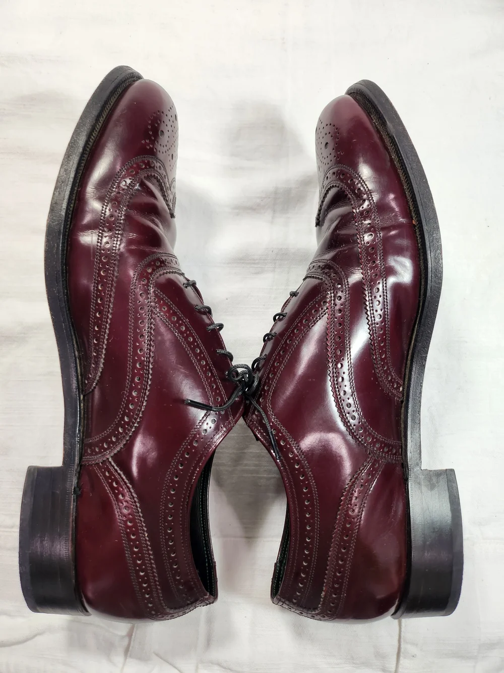 Florsheim Royal Imperial Burgundy Leather Wingtip Oxford Shoes Mens 11 D Vintage